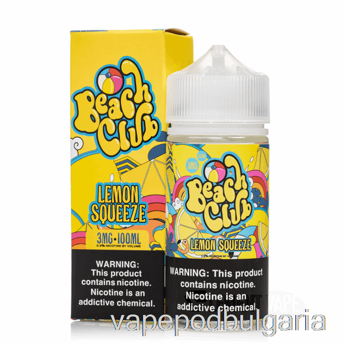 Vape 10000 Дръпки Lemon Squeeze - Beach Club - 100ml 3mg